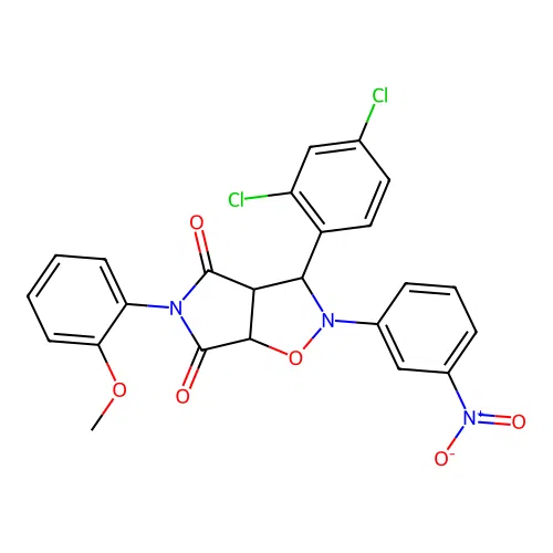3-(2,4-dichlorophenyl)-5-(2-methoxyphenyl)-2-(3-nitrophenyl)-3a,6a-dihydro-3H-pyrrolo[3,4-d][1,2]oxazole-4,6-dione structure