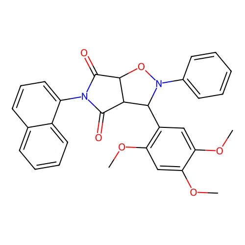 5-(naphthalen-1-yl)-2-phenyl-3-(2,4,5-trimethoxyphenyl)dihydro-2H-pyrrolo[3,4-d][1,2]oxazole-4,6(3H,5H)-dione structure