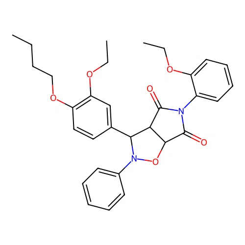 3-(4-butoxy-3-ethoxyphenyl)-5-(2-ethoxyphenyl)-2-phenyl-3a,6a-dihydro-3H-pyrrolo[3,4-d][1,2]oxazole-4,6-dione structure