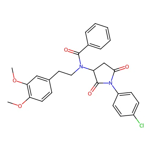 N-[1-(4-chlorophenyl)-2,5-dioxopyrrolidin-3-yl]-N-[2-(3,4-dimethoxyphenyl)ethyl]benzamide structure