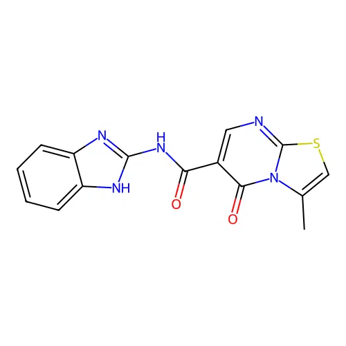 N-(1H-benzo[d]imidazol-2-yl)-3-methyl-5-oxo-5H-thiazolo[3,2-a]pyrimidine-6-carboxamide structure