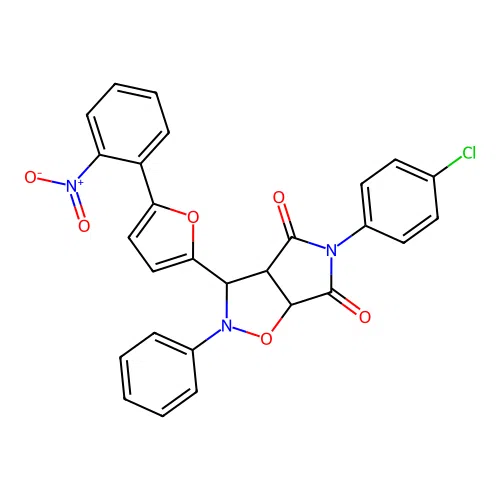 5-(4-chlorophenyl)-3-(5-(2-nitrophenyl)furan-2-yl)-2-phenyldihydro-2H-pyrrolo[3,4-d]isoxazole-4,6(5H,6aH)-dione structure
