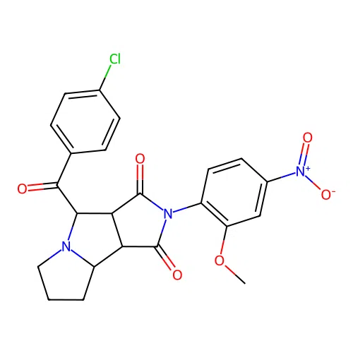 4-(4-chlorobenzoyl)-2-(2-methoxy-4-nitrophenyl)-4,6,7,8,8a,8b-hexahydro-3aH-pyrrolo[3,4-a]pyrrolizine-1,3-dione structure