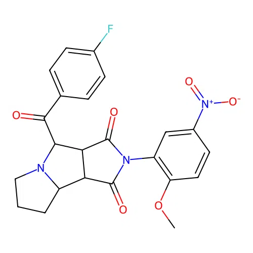 4-(4-fluorobenzoyl)-2-(2-methoxy-5-nitrophenyl)-4,6,7,8,8a,8b-hexahydro-3aH-pyrrolo[3,4-a]pyrrolizine-1,3-dione structure