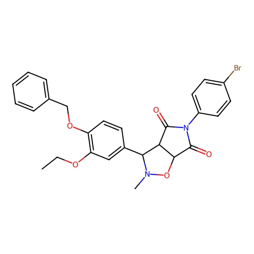 3-(4-(benzyloxy)-3-ethoxyphenyl)-5-(4-bromophenyl)-2-methyldihydro-2H-pyrrolo[3,4-d]isoxazole-4,6(5H,6aH)-dione structure