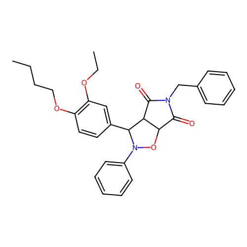 3-benzyl-8-(4-butoxy-3-ethoxy-phenyl)-7-phenyl-6-oxa-3,7-diazabicyclo[3.3.0]octane-2,4-dione structure