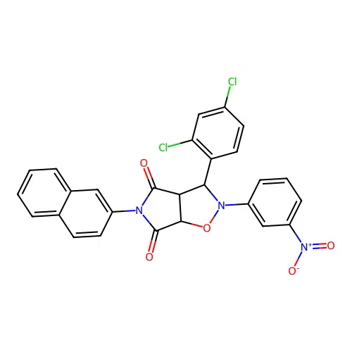 3-(2,4-dichlorophenyl)-5-(naphthalen-2-yl)-2-(3-nitrophenyl)dihydro-2H-pyrrolo[3,4-d][1,2]oxazole-4,6(3H,5H)-dione structure