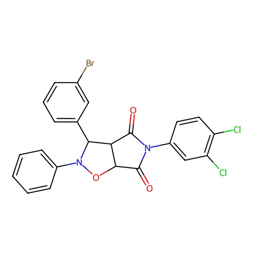 3-(3-bromophenyl)-5-(3,4-dichlorophenyl)-2-phenyl-3a,6a-dihydro-3H-pyrrolo[3,4-d][1,2]oxazole-4,6-dione structure