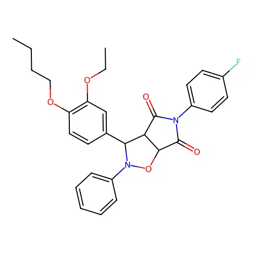 3-(4-butoxy-3-ethoxyphenyl)-5-(4-fluorophenyl)-2-phenyl-3a,6a-dihydro-3H-pyrrolo[3,4-d][1,2]oxazole-4,6-dione structure