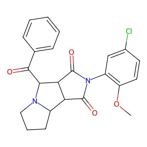 2-(5-chloro-2-methoxyphenyl)-4-(phenylcarbonyl)hexahydropyrrolo[3,4-a]pyrrolizine-1,3(2H,4H)-dione structure