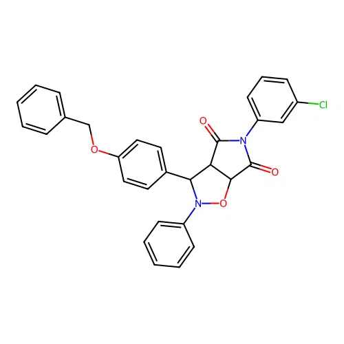 3-(4-(benzyloxy)phenyl)-5-(3-chlorophenyl)-2-phenyldihydro-2H-pyrrolo[3,4-d]isoxazole-4,6(5H,6aH)-dione structure