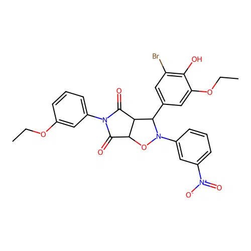 3-(3-bromo-5-ethoxy-4-hydroxyphenyl)-5-(3-ethoxyphenyl)-2-(3-nitrophenyl)-3a,6a-dihydro-3H-pyrrolo[3,4-d][1,2]oxazole-4,6-dione structure