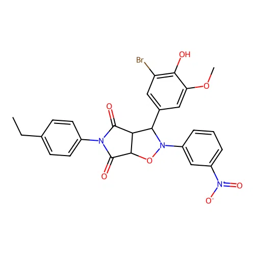 3-(3-bromo-4-hydroxy-5-methoxyphenyl)-5-(4-ethylphenyl)-2-(3-nitrophenyl)dihydro-2H-pyrrolo[3,4-d]isoxazole-4,6(5H,6aH)-dione structure