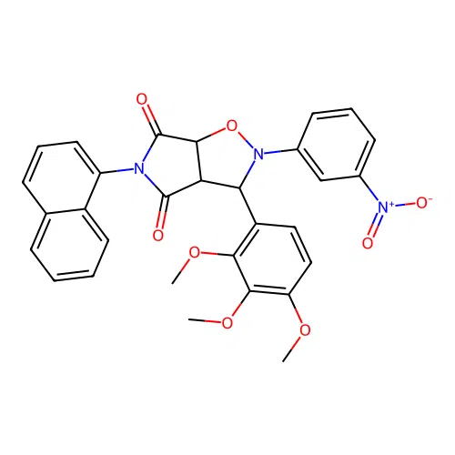 5-(naphthalen-1-yl)-2-(3-nitrophenyl)-3-(2,3,4-trimethoxyphenyl)dihydro-2H-pyrrolo[3,4-d]isoxazole-4,6(5H,6aH)-dione structure