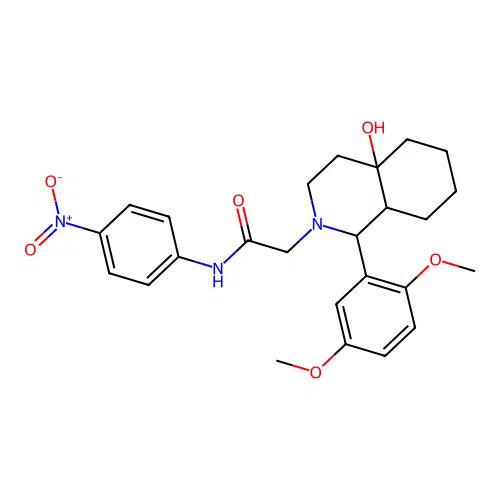 2-(1-(2,5-dimethoxyphenyl)-4a-hydroxyoctahydroisoquinolin-2(1H)-yl)-N-(4-nitrophenyl)acetamide structure