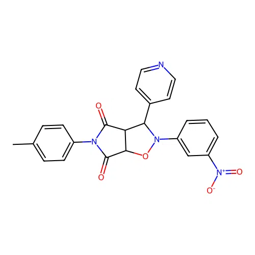 2-(3-nitrophenyl)-3-(pyridin-4-yl)-5-(p-tolyl)dihydro-2H-pyrrolo[3,4-d]isoxazole-4,6(5H,6aH)-dione structure