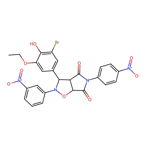 3-(3-bromo-5-ethoxy-4-hydroxyphenyl)-2-(3-nitrophenyl)-5-(4-nitrophenyl)dihydro-2H-pyrrolo[3,4-d]isoxazole-4,6(5H,6aH)-dione structure