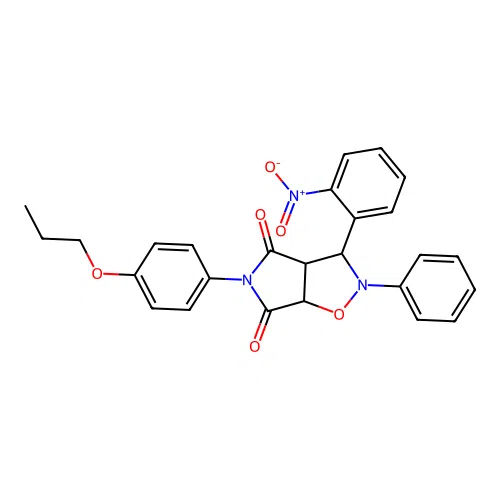 3-(2-nitrophenyl)-2-phenyl-5-(4-propoxyphenyl)-3a,6a-dihydro-3H-pyrrolo[3,4-d][1,2]oxazole-4,6-dione structure