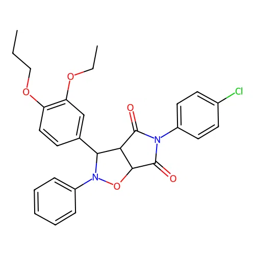 5-(4-chlorophenyl)-3-(3-ethoxy-4-propoxyphenyl)-2-phenyl-3a,6a-dihydro-3H-pyrrolo[3,4-d][1,2]oxazole-4,6-dione structure