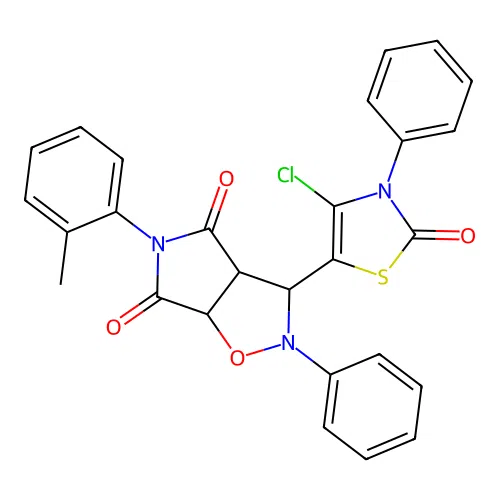 3-(4-chloro-2-oxo-3-phenyl-1,3-thiazol-5-yl)-5-(2-methylphenyl)-2-phenyl-3a,6a-dihydro-3H-pyrrolo[3,4-d][1,2]oxazole-4,6-dione structure