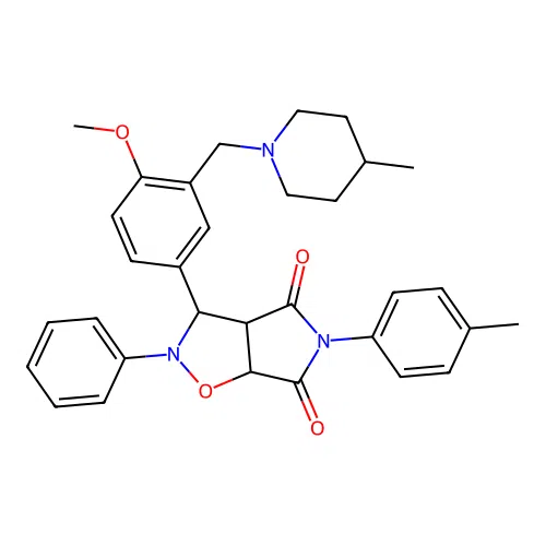 3-(4-methoxy-3-((4-methylpiperidin-1-yl)methyl)phenyl)-2-phenyl-5-(p-tolyl)dihydro-2H-pyrrolo[3,4-d]isoxazole-4,6(5H,6aH)-dione structure