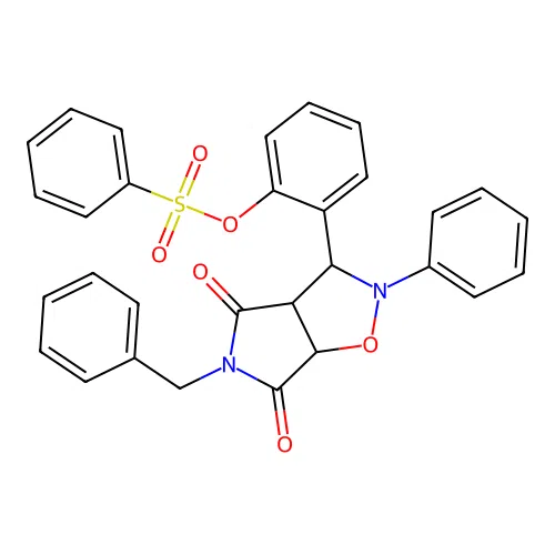 [2-(5-benzyl-4,6-dioxo-2-phenyl-3a,6a-dihydro-3H-pyrrolo[3,4-d][1,2]oxazol-3-yl)phenyl] benzenesulfonate structure