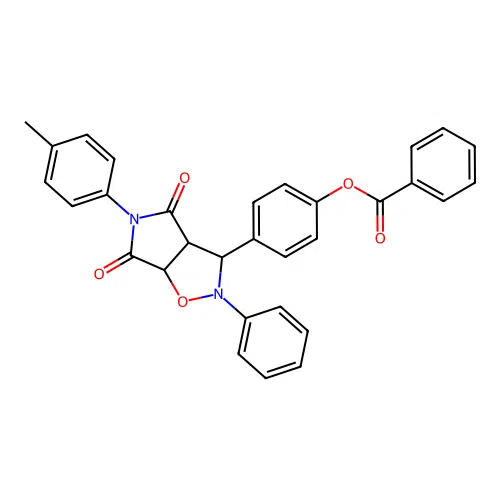 4-(4,6-dioxo-2-phenyl-5-(p-tolyl)hexahydro-2H-pyrrolo[3,4-d]isoxazol-3-yl)phenyl benzoate structure