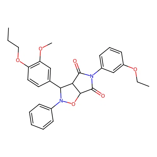 5-(3-ethoxyphenyl)-3-(3-methoxy-4-propoxyphenyl)-2-phenyl-3a,6a-dihydro-3H-pyrrolo[3,4-d][1,2]oxazole-4,6-dione structure