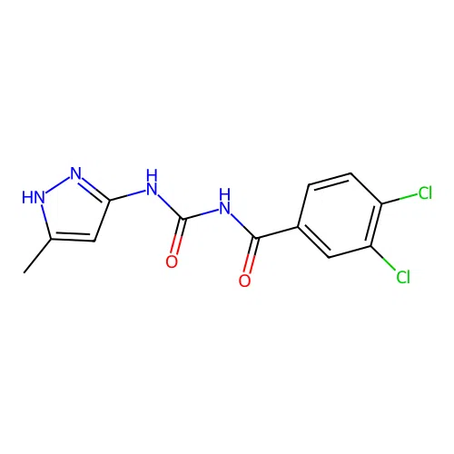3,4-dichloro-N-[(5-methyl-1H-pyrazol-3-yl)carbamoyl]benzamide structure