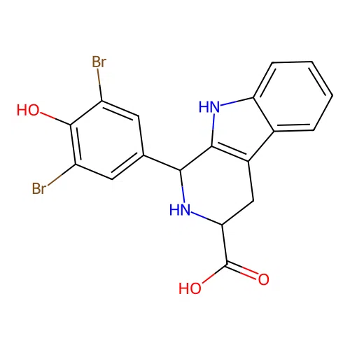 1-(3,5-dibromo-4-hydroxyphenyl)-2,3,4,9-tetrahydro-1H-pyrido[3,4-b]indole-3-carboxylic acid structure