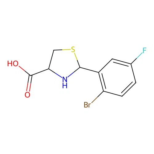 2-(2-Bromo-5-fluorophenyl)-1,3-thiazolidine-4-carboxylic acid structure