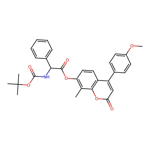 4-(4-methoxyphenyl)-8-methyl-2-oxo-2H-chromen-7-yl 2-((tert-butoxycarbonyl)amino)-2-phenylacetate structure