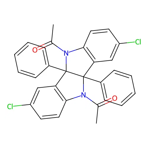 5,10-Diacetyl-2,7-dichloro-10a,5a-diphenylindolino[3,2-b]indoline structure