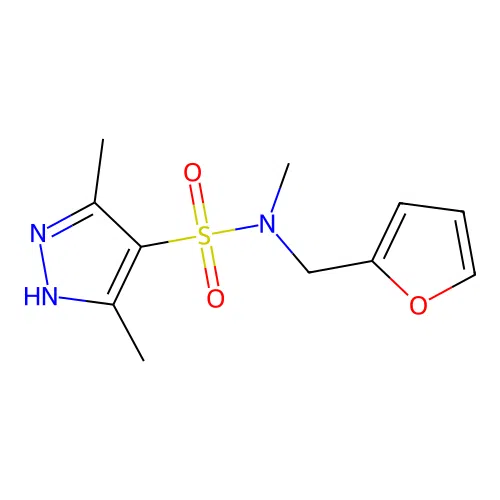 N-(furan-2-ylmethyl)-N,3,5-trimethyl-1H-pyrazole-4-sulfonamide structure