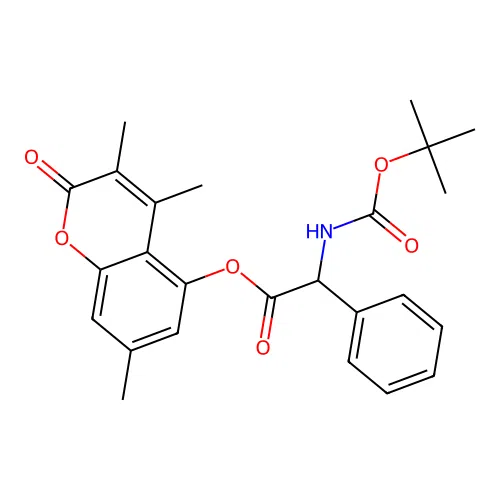 3,4,7-trimethyl-2-oxo-2H-chromen-5-yl 2-((tert-butoxycarbonyl)amino)-2-phenylacetate structure