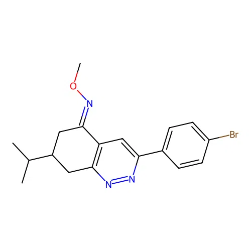 3-(4-bromophenyl)-7-isopropyl-N-methoxy-7,8-dihydro-6H-cinnolin-5-imine structure