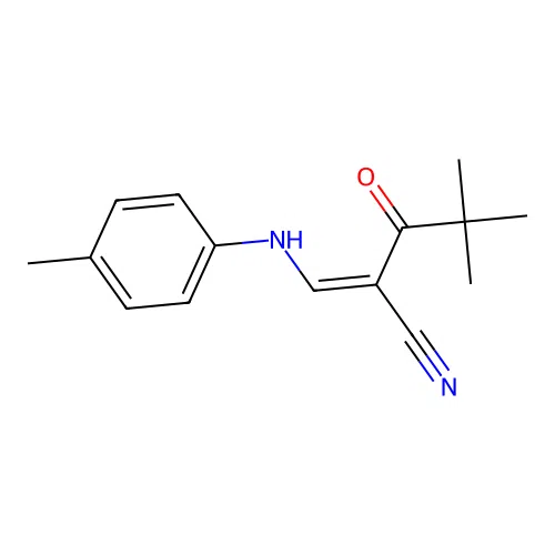 4,4-Dimethyl-2-[(4-methylanilino)methylene]-3-oxo-pentanenitrile structure