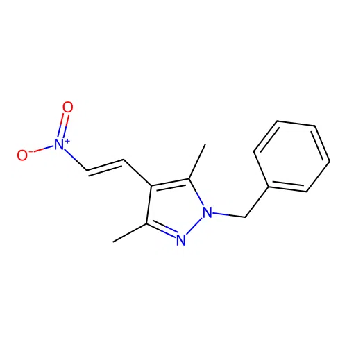 1-benzyl-3,5-dimethyl-4-(2-nitroethenyl)-1H-pyrazole structure