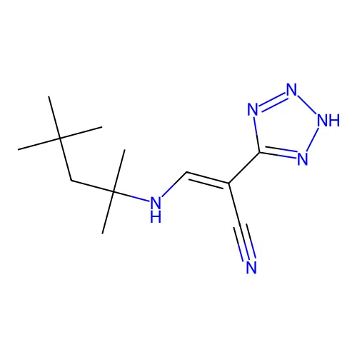 2-(2H-2,3,4,5-Tetraazolyl)-3-((1,1,3,3-tetramethylbutyl)amino)prop-2-enenitrile structure