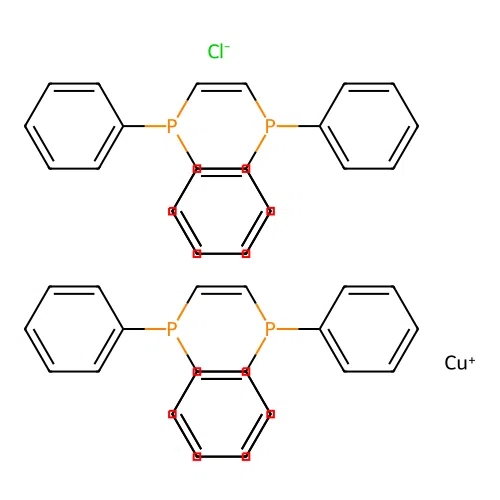 bis-(1,2-bis(diphenylphosphino)ethene)Cu(I) structure