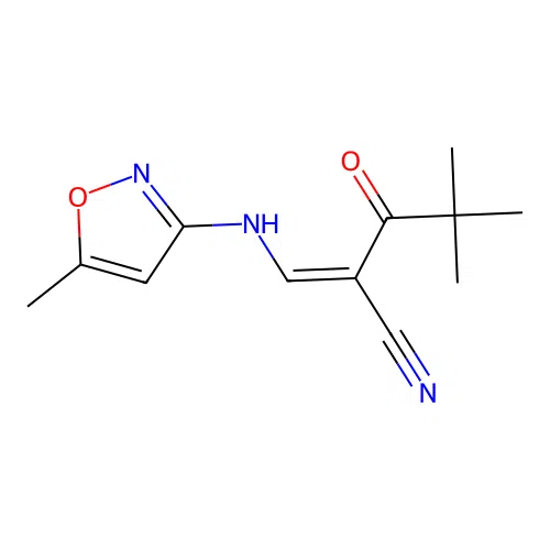 4,4-Dimethyl-2-[[(5-methylisoxazol-3-yl)amino]methylene]-3-oxo-pentanenitrile structure
