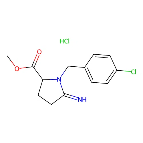 1-(p-Chlorobenzyl)-5-imino-2-pyrrolidinecarboxylic acid methyl ester hydrochloride structure