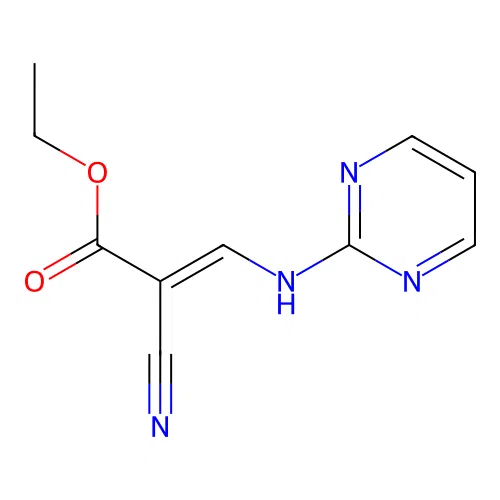 ethyl (E)-2-cyano-3-(pyrimidin-2-ylamino)prop-2-enoate structure