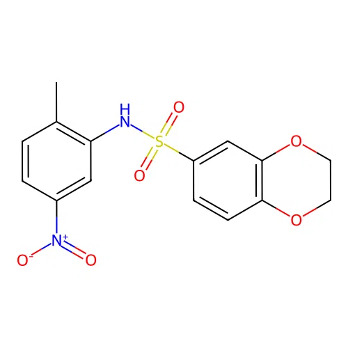 N-(2-methyl-5-nitrophenyl)-2,3-dihydro-1,4-benzodioxine-6-sulfonamide structure