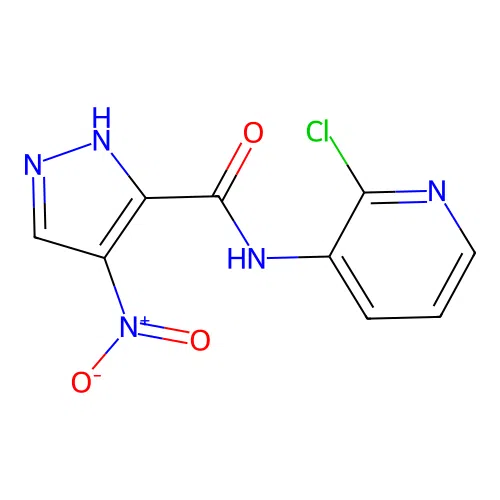 N-(2-chloro-3-pyridinyl)-4-nitro-1H-pyrazole-5-carboxamide structure