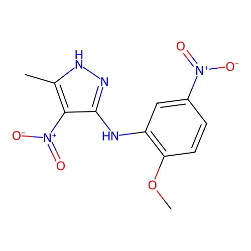 4-nitro-5-{5-nitro-2-methoxyanilino}-3-methyl-1H-pyrazole structure