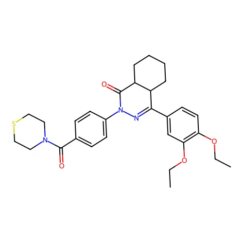 4-(3,4-diethoxyphenyl)-2-[4-(thiomorpholine-4-carbonyl)phenyl]-4a,5,6,7,8,8a-hexahydrophthalazin-1-one structure