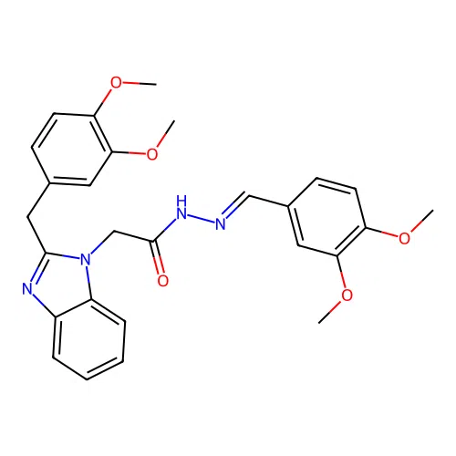 (E)-2-(2-(3,4-dimethoxybenzyl)-1H-benzo[d]imidazol-1-yl)-N'-(3,4-dimethoxybenzylidene)acetohydrazide structure