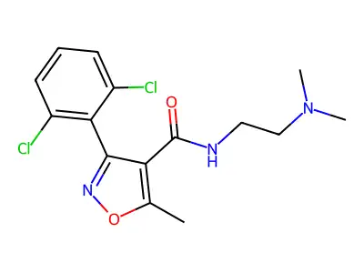 3-(2,6-dichlorophenyl)-N-[2-(dimethylamino)ethyl]-5-methyl-1,2-oxazole-4-carboxamide structure