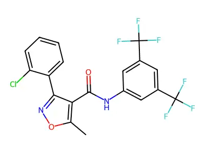 N-[3,5-bis(trifluoromethyl)phenyl]-3-(2-chlorophenyl)-5-methyl-1,2-oxazole-4-carboxamide structure